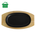 24cm Cast Iron Sizzler Plate with Wooden Base